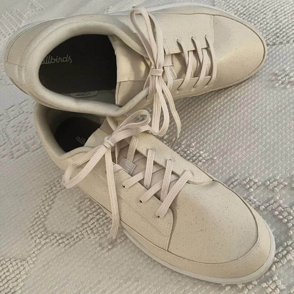Allbirds plant-based leather pushes sneakers, Size 13, cream color, outdoor